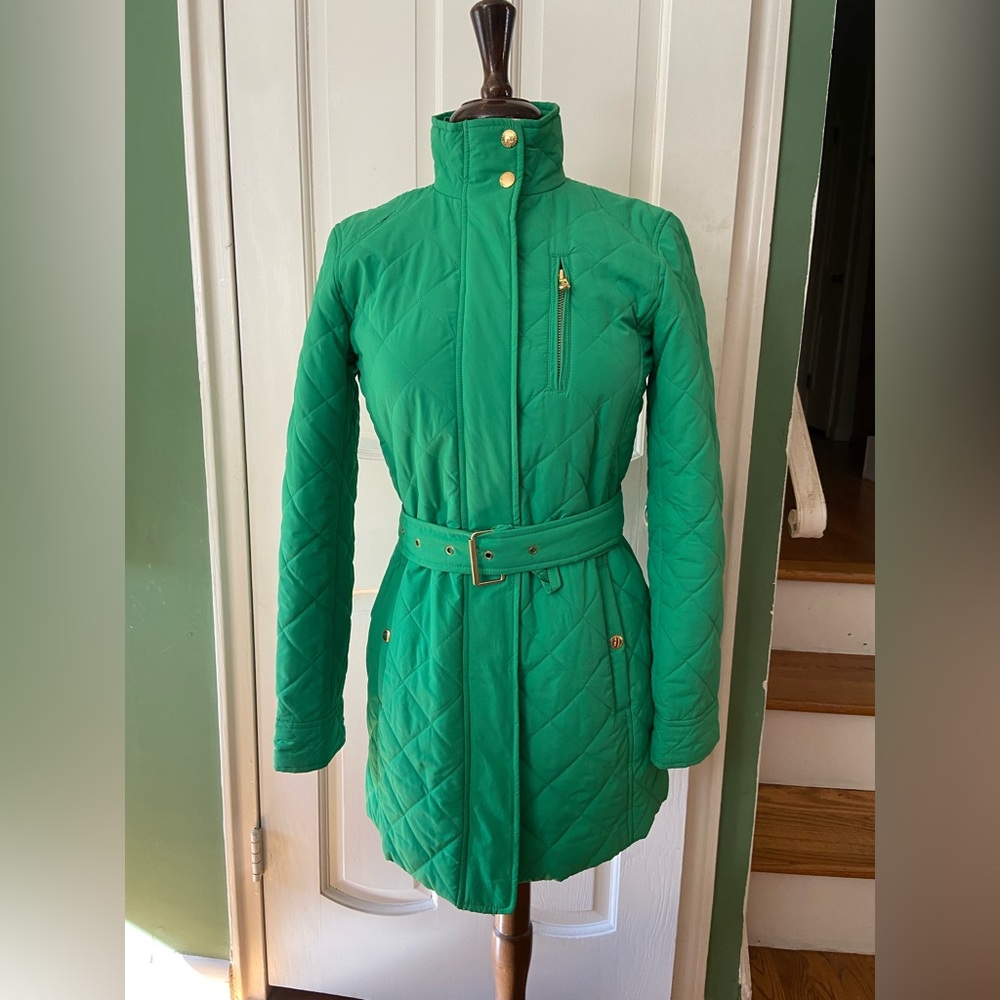 Green Ralph Lauren jacket with belt, size XS